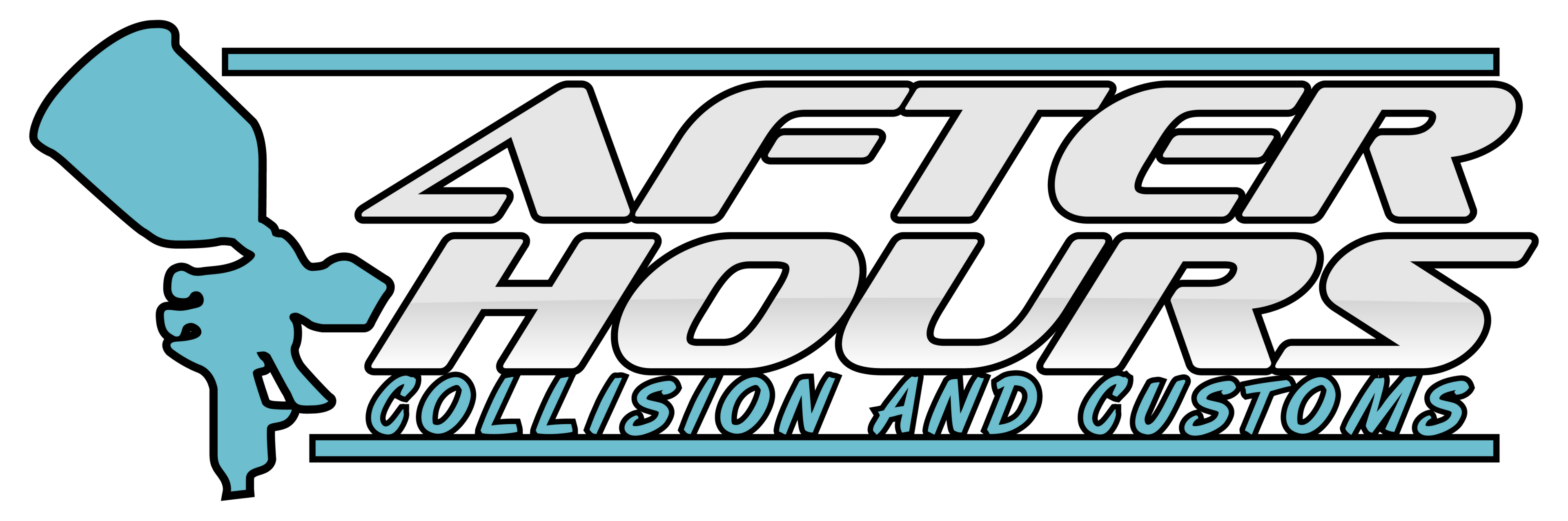 Logo for 'After Hours Collision and Customs' with a spray gun icon.